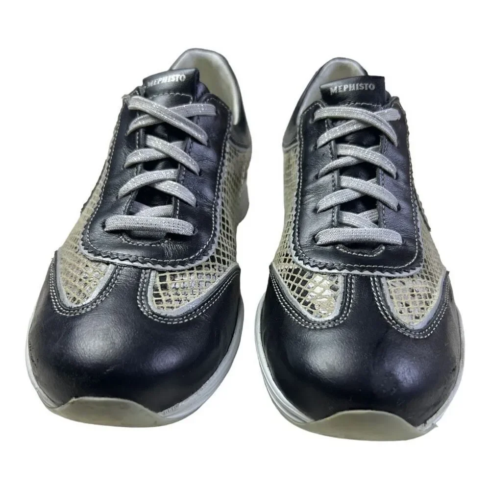 Mephisto Women's Athleisure Leather Air-Jet System Sneakers Shoes Black Size 7